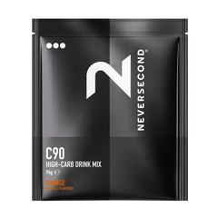 NeverSecond C90 front packaging showing orange sachets and clear serving info for quick identification