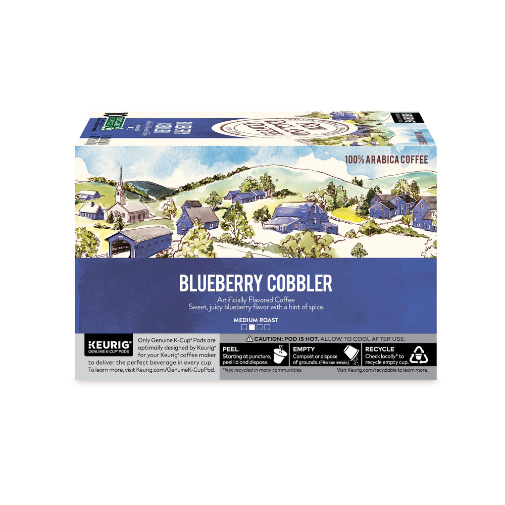 New England Coffee roast label detail emphasizing small-batch Arabica quality