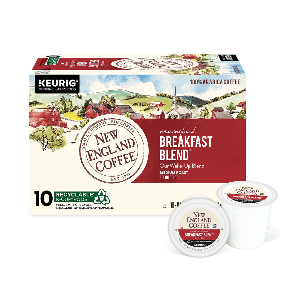New England Coffee front packaging showing brand and medium roast clarity