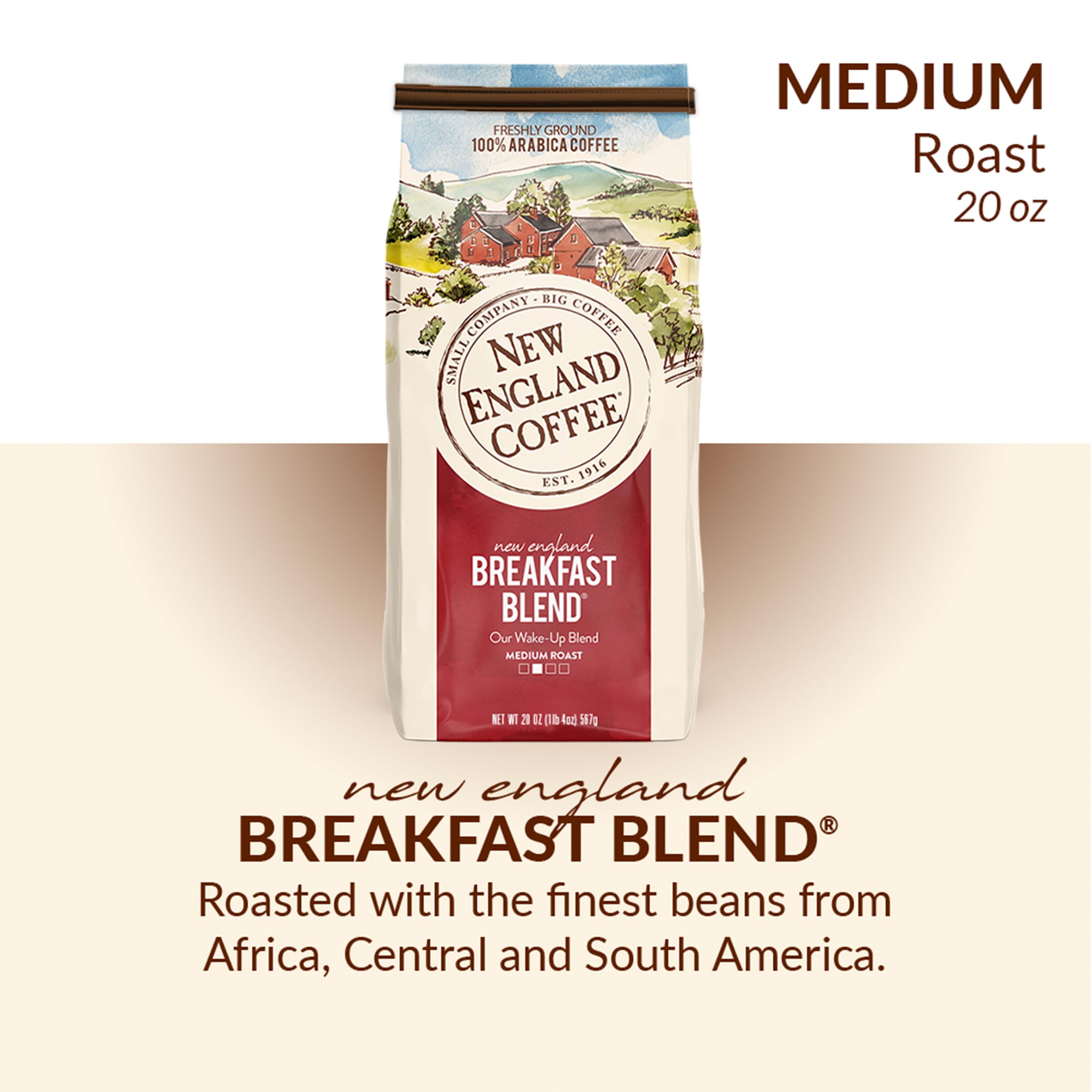 New England Coffee grounds close-up highlighting texture and fresh aroma benefit