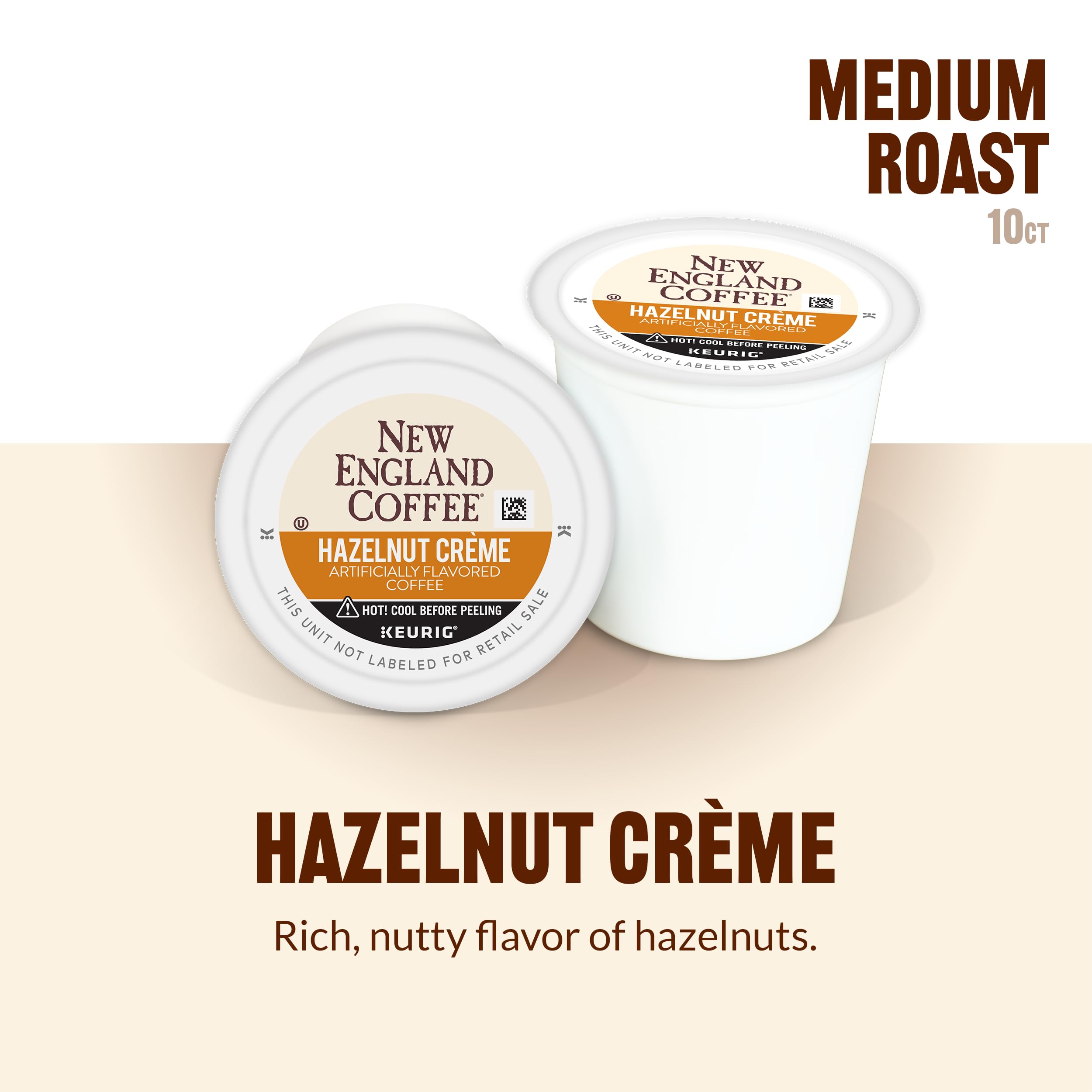 New England Coffee brewed cup with crema showing rich hazelnut aroma