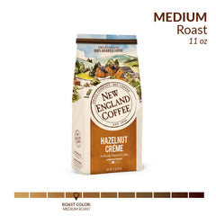 New England Coffee close-up of ground coffee texture highlighting freshness
