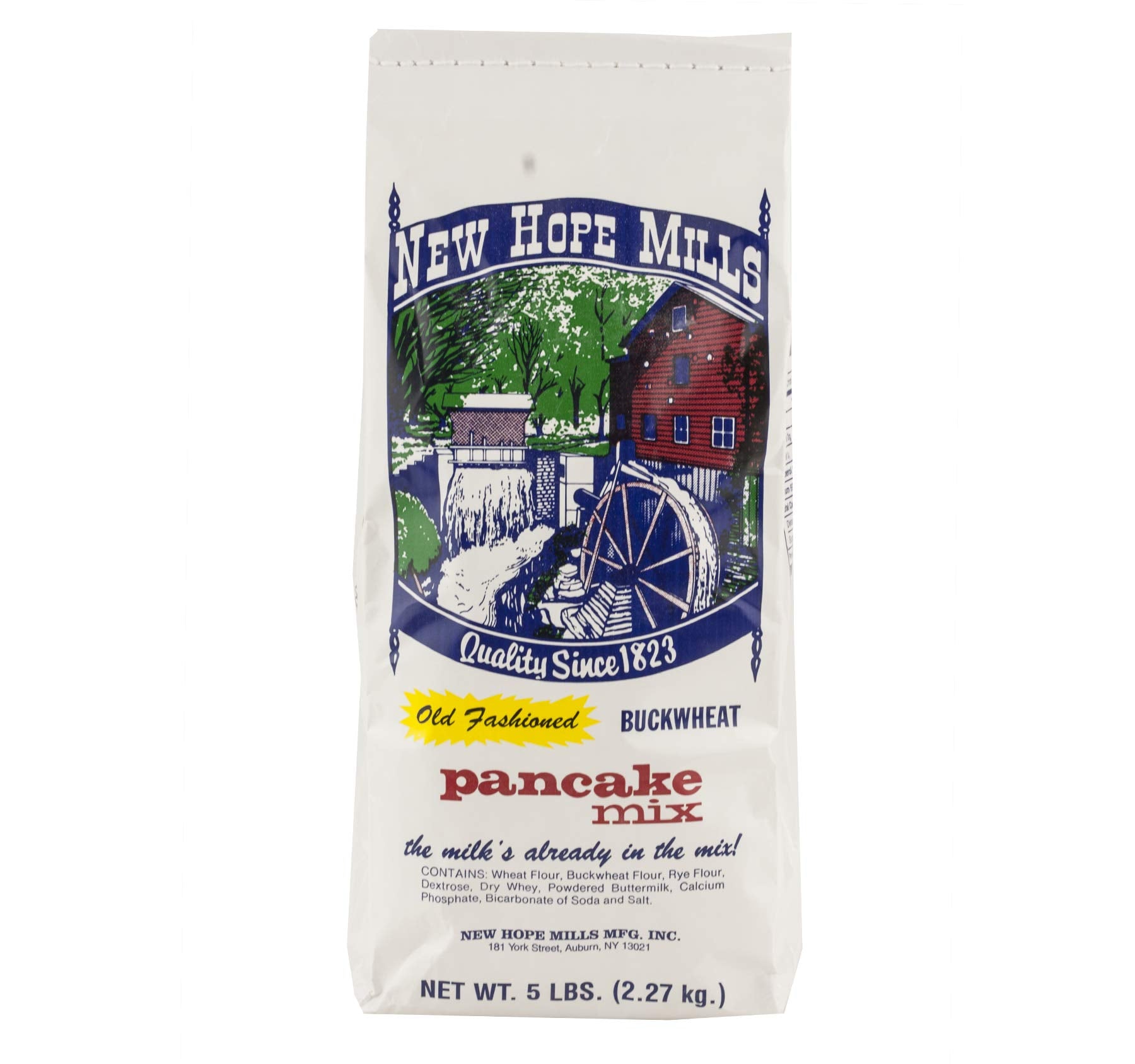 New Hope Mills front packaging showing 5 lb bag and clear labeling for pantry convenience