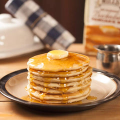 New Hope Mills pancakes plated, light buckwheat flavor and fluffy texture for family breakfasts