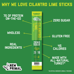 Close-up texture of New Primal turkey stick highlighting natural meat and seasoning