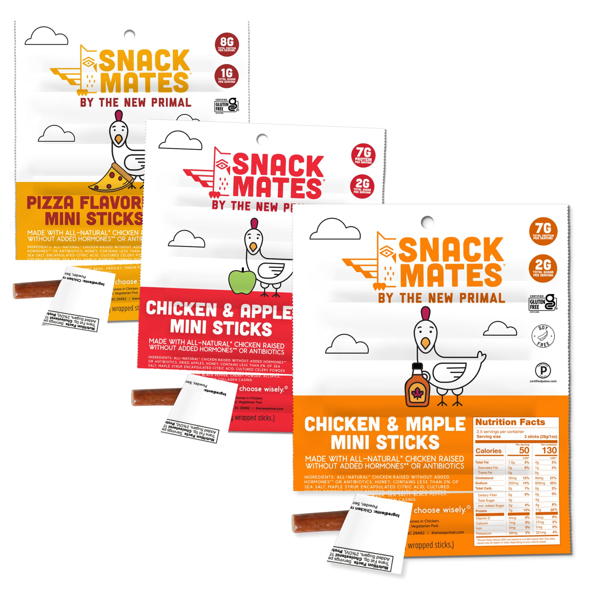 new primal front pack showing 15-count sampler and flavor names, convenient for families