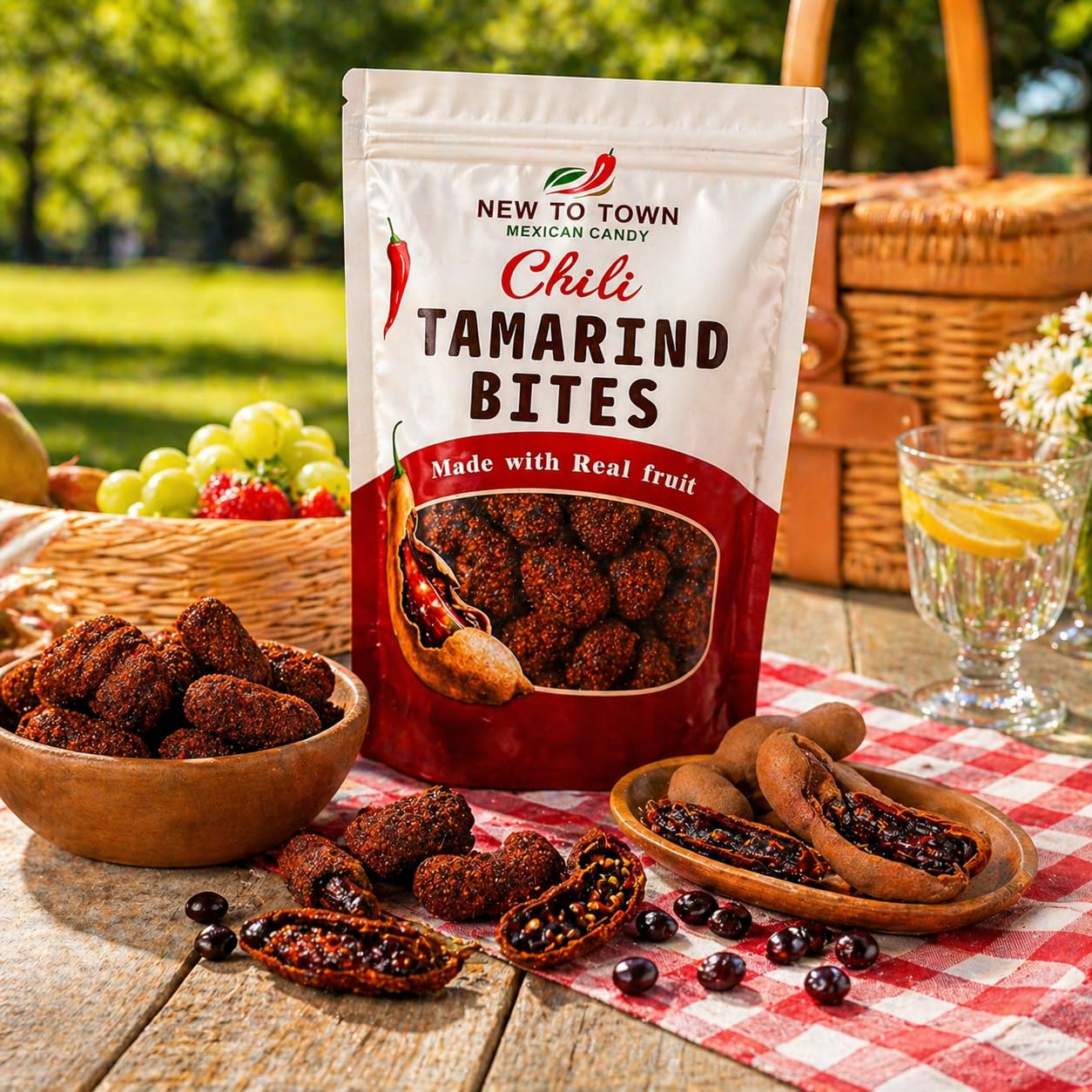 New To Town tamarind bites beside a ruler for size and portion clarity