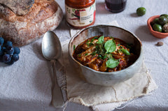 New York Shuk label detail showing heritage recipe and ingredient care