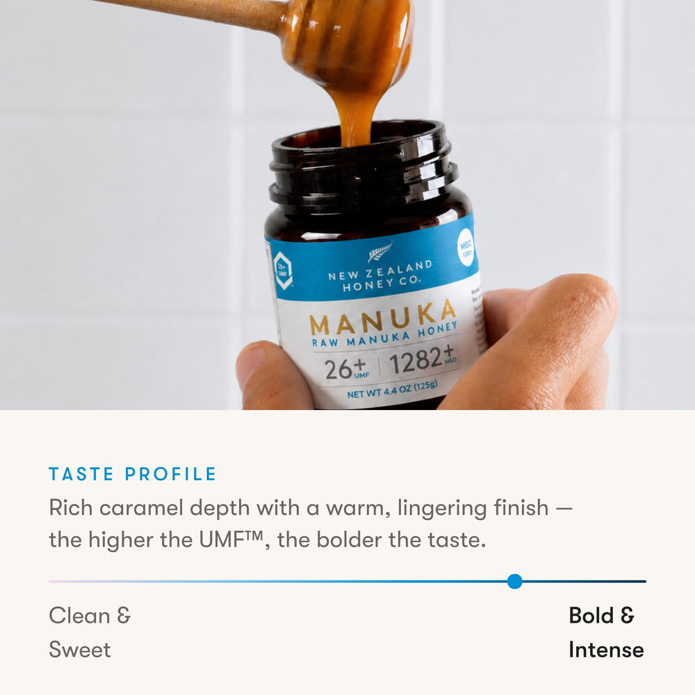 NEW ZEALAND HONEY CO recyclable jar on slate highlighting BPA-free, shelf-stable packaging