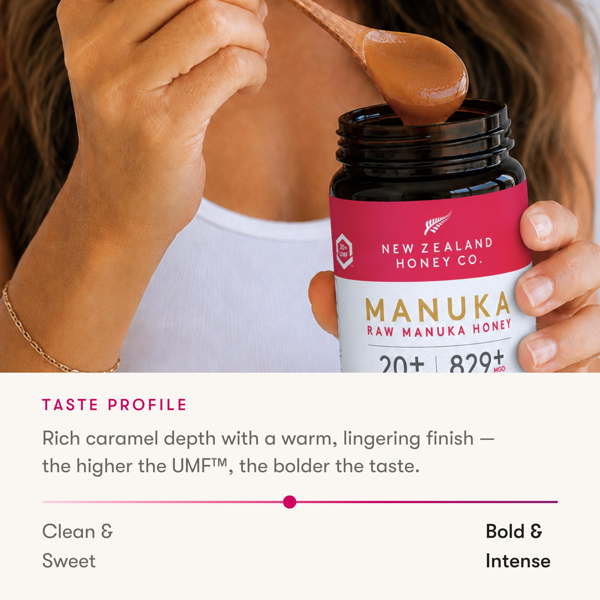 NEW ZEALAND HONEY CO jar detail showing BPA-free recyclable packaging benefit