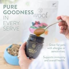 The New Zealand Natural Pet Food Co. jar side label highlighting single-ingredient benefit