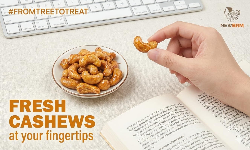 NEWBAM cashews in picnic spread illustrating sharing and ready-to-eat benefit