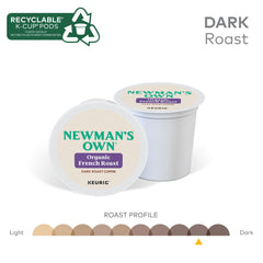 Newman's Own brewed cup steaming to highlight bold flavor and aroma