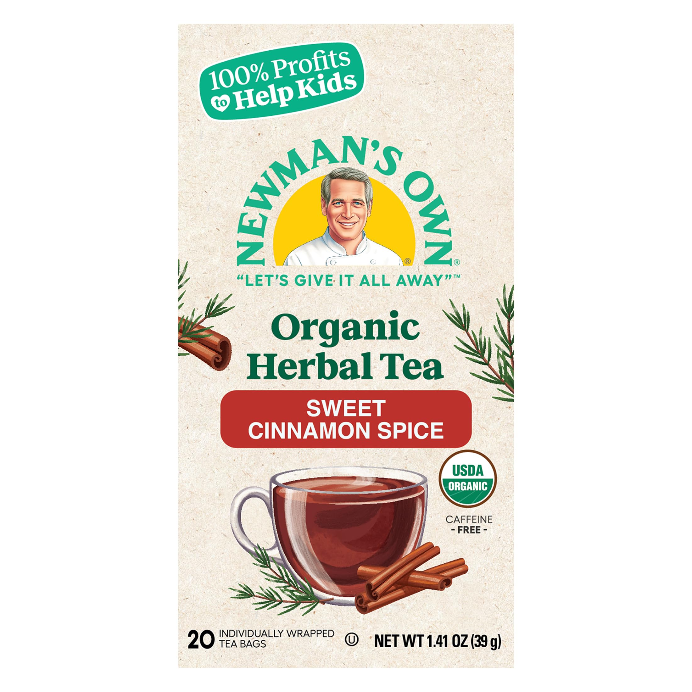 Newman's Own foil-wrapped tea bag close-up preserving freshness