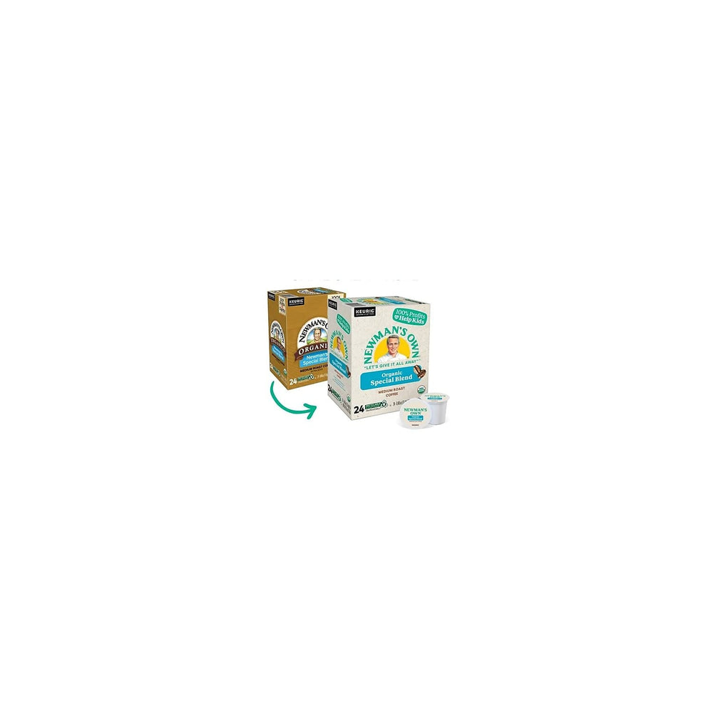 Newman's Own K-Cup placed inside Keurig brewer demonstrating convenient single-serve brewing