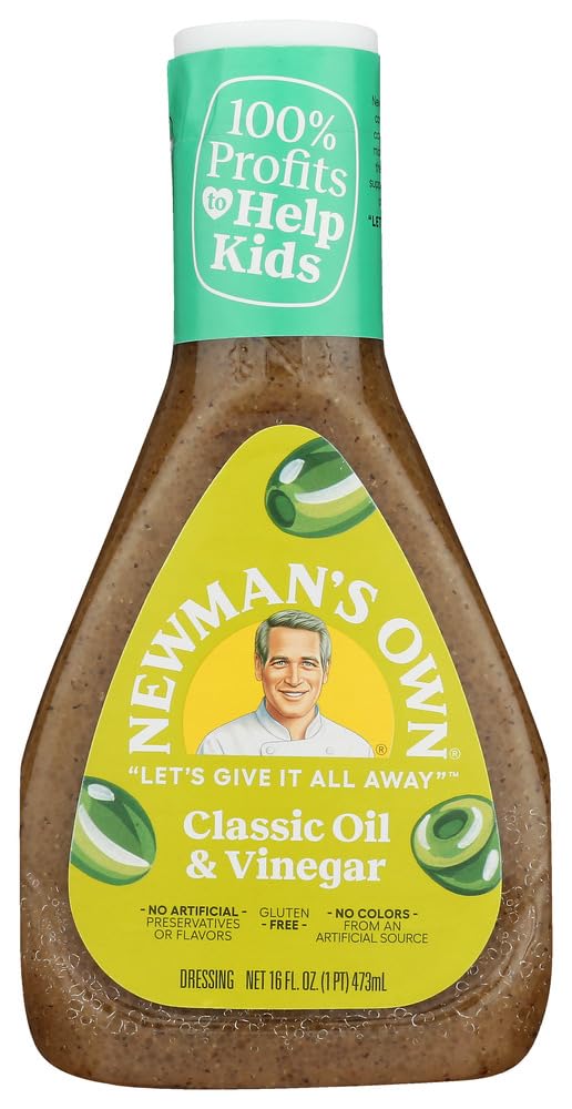 Newman's Own front packaging showing six 16 oz bottles and clear labeling, convenient bulk supply
