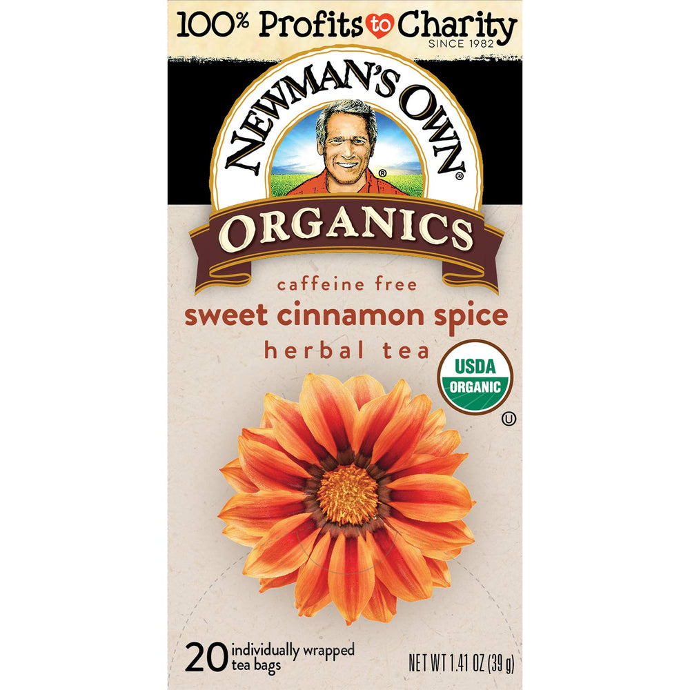 Newman's Own loose tea ingredients close-up, reveals cinnamon and rooibos pieces