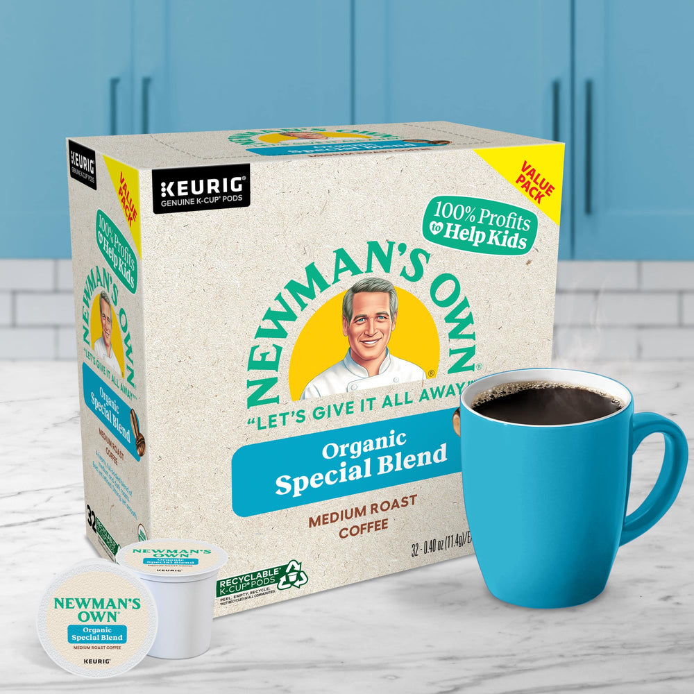 Newman's Own coffee served in an office kitchen setting showing everyday use