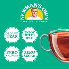 Newman's Own close-up of individually wrapped tea bag for freshness