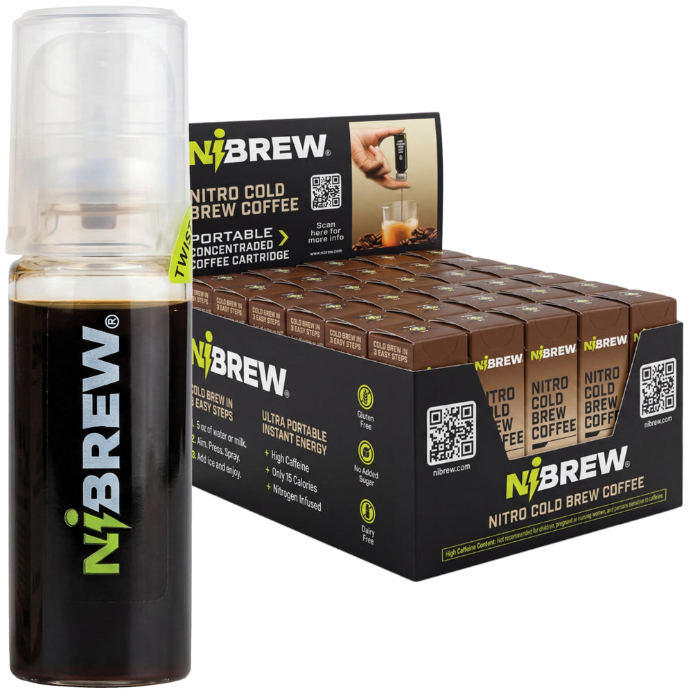 NiBREW front packaging showing 30-pack convenience and branding benefit