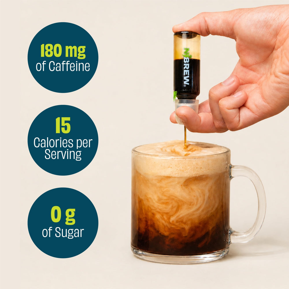 NiBREW cartridge inside a gym bag demonstrating grab-and-go energy