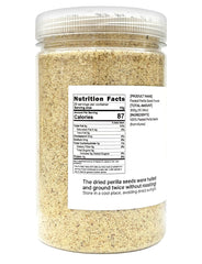 NICE WITCH'S open jar with wooden scoop of perilla powder demonstrating easy access and fine grind
