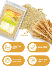 Nice Witch's scoop of rice bran on wooden spoon for easy measuring