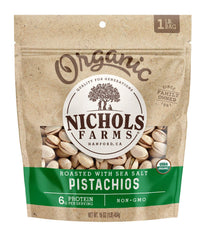 Nichols Farms front packaging showing 1lb resealable bag and organic label for fresh taste