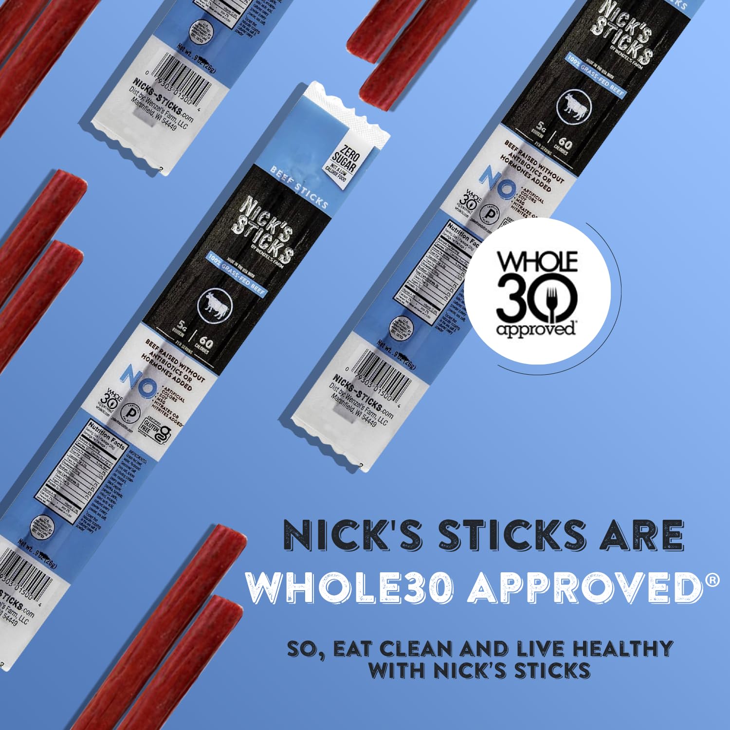 Nick's Sticks served with cheese showing pairing ideas and balanced snacking benefit