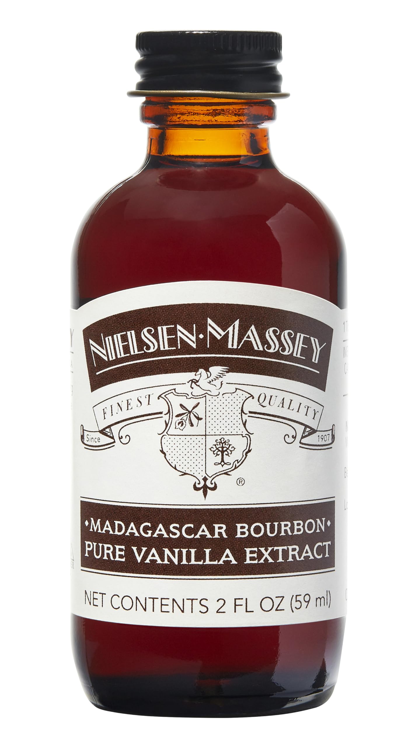 Nielsen-Massey front bottle view showing compact 2 oz and rich aroma benefit