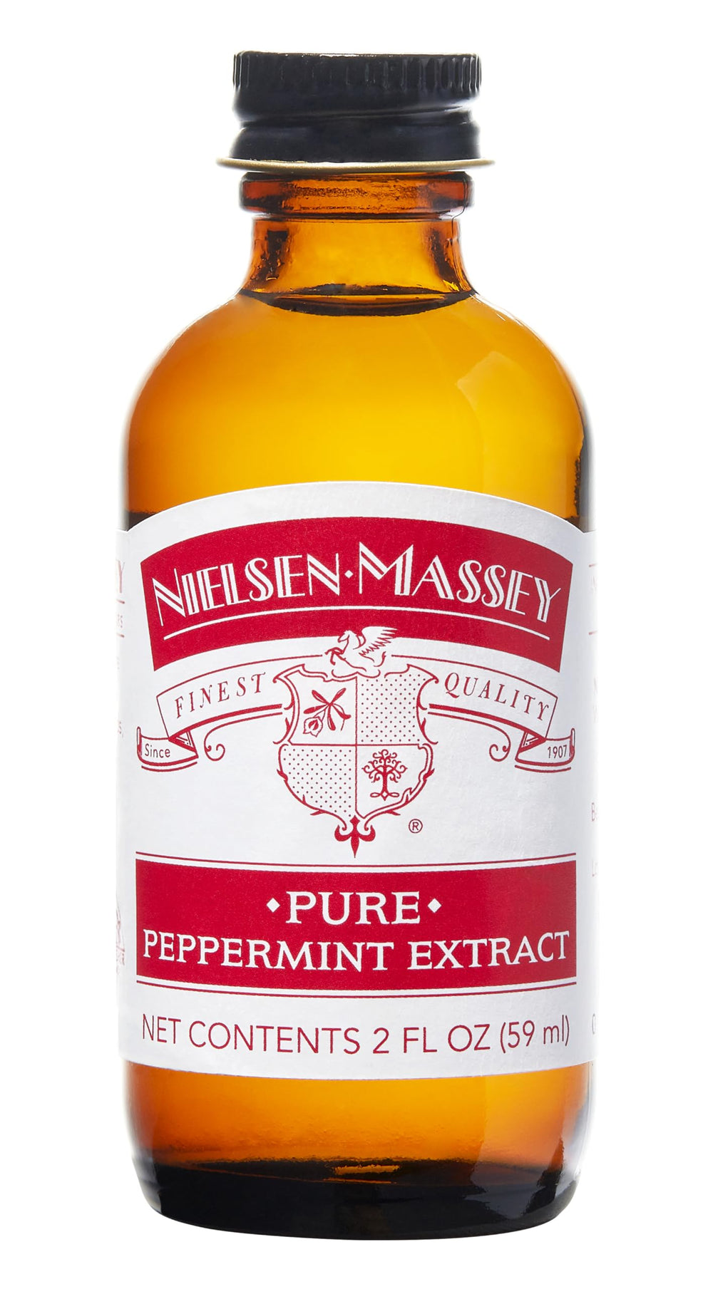 Nielsen-Massey peppermint extract front bottle showing compact size and premium packaging benefit