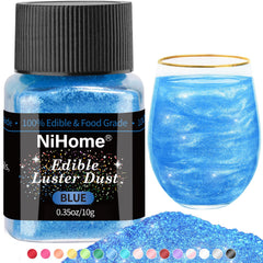 NiHome blue luster dust jar front view showing vibrant color and compact size benefit