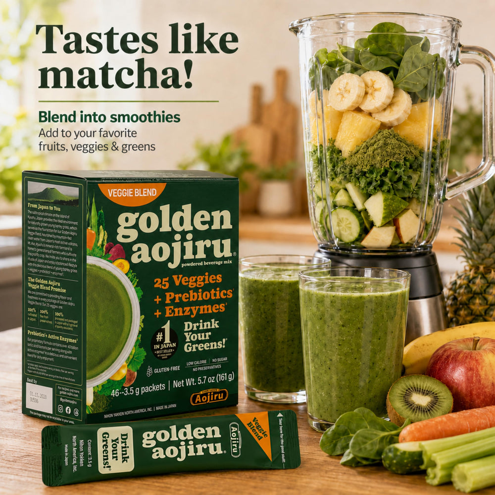 NIHON YAKKEN smoothie bowl made with the powder adding color and nutrients