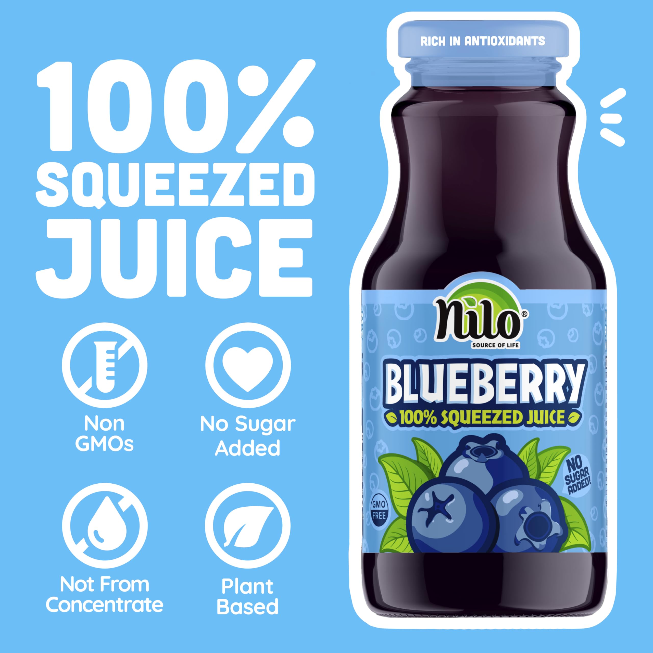NILO juice pouring into glass illustrating fresh taste and serving idea
