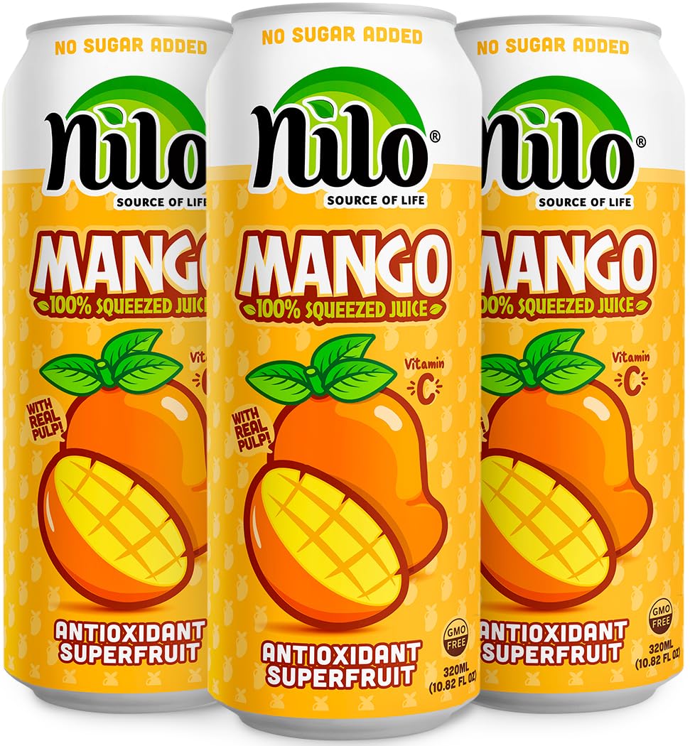 NILO front bottle view showing label and natural mango appeal