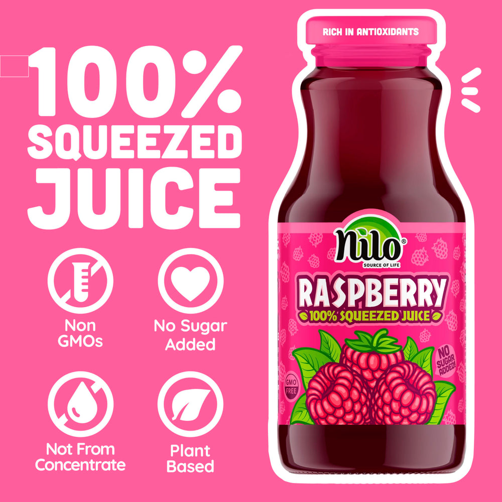 NILO juice pouring into a glass to show fresh color and immediate refreshment