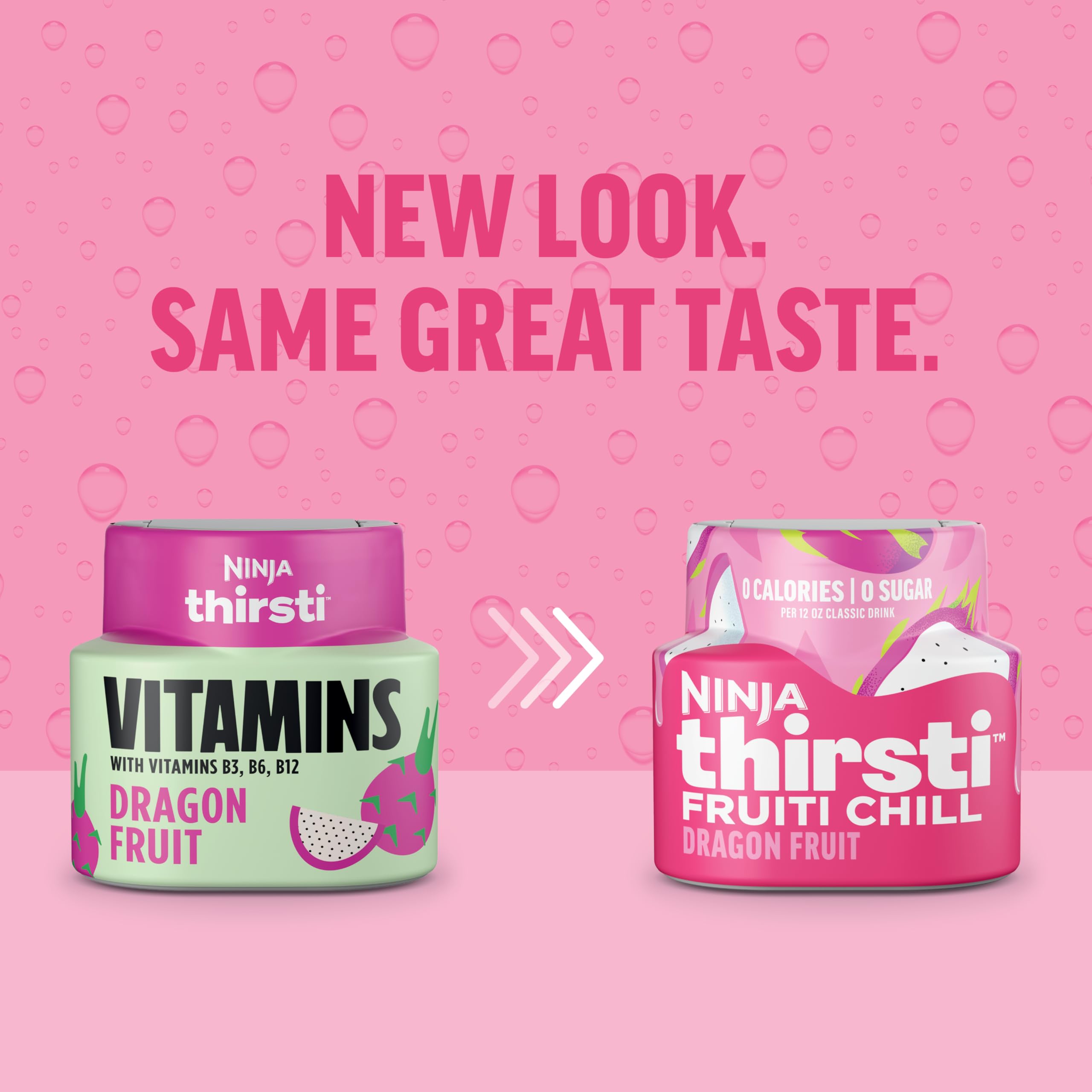 Ninja Thirsti Dragon Fruit bottle shown with tropical fruit and flavorful hydration