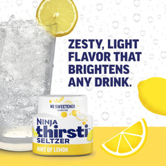 Ninja Thirsti lemon drops being added to sparkling water for instant flavor