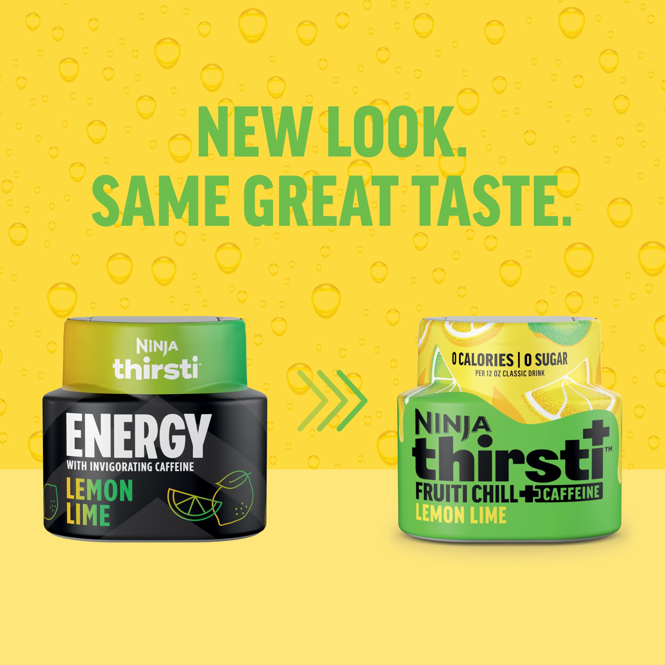 Close droplet of Ninja Thirsti liquid showing bright lemon lime color