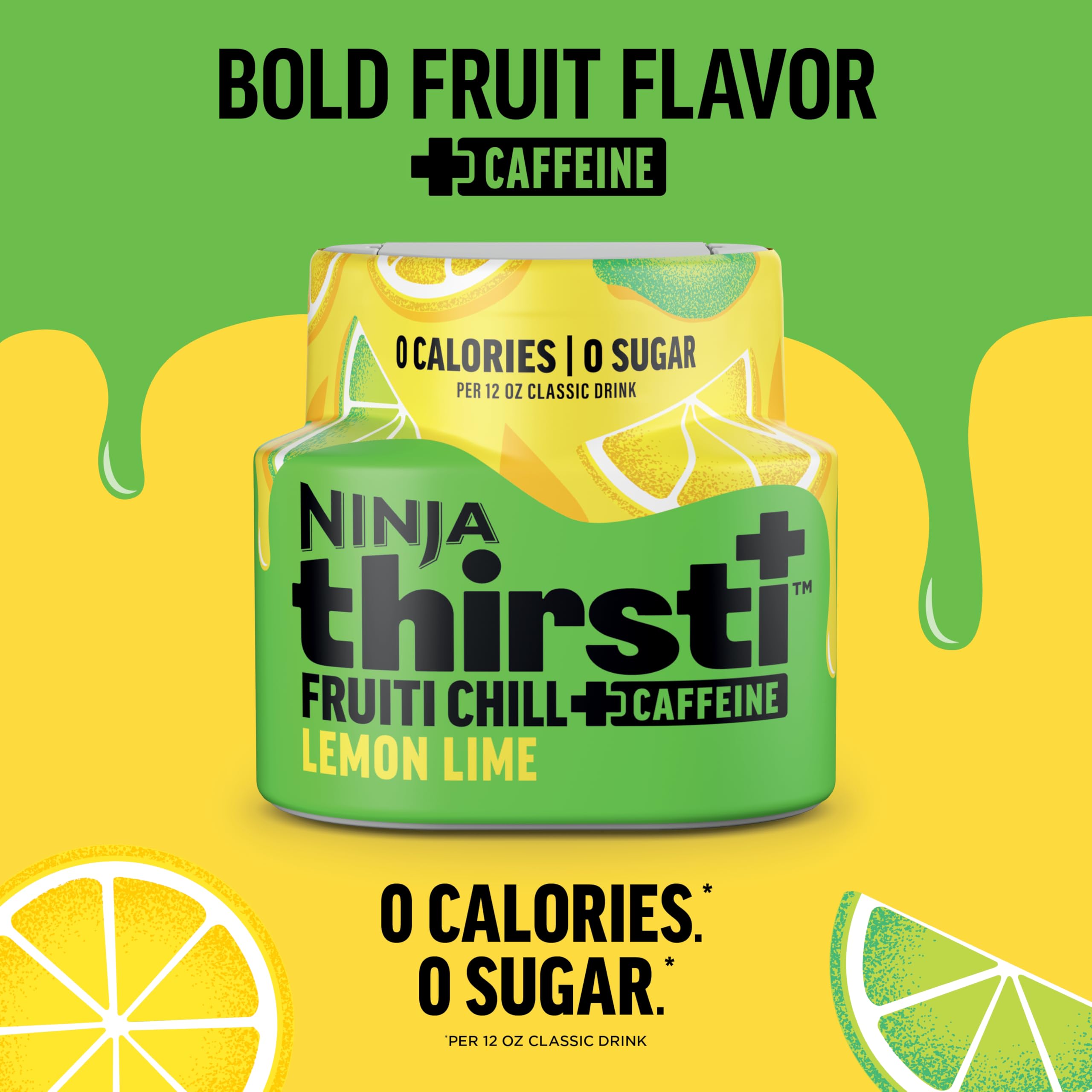 Close-up of Ninja Thirsti pod label highlighting flavor and caffeine