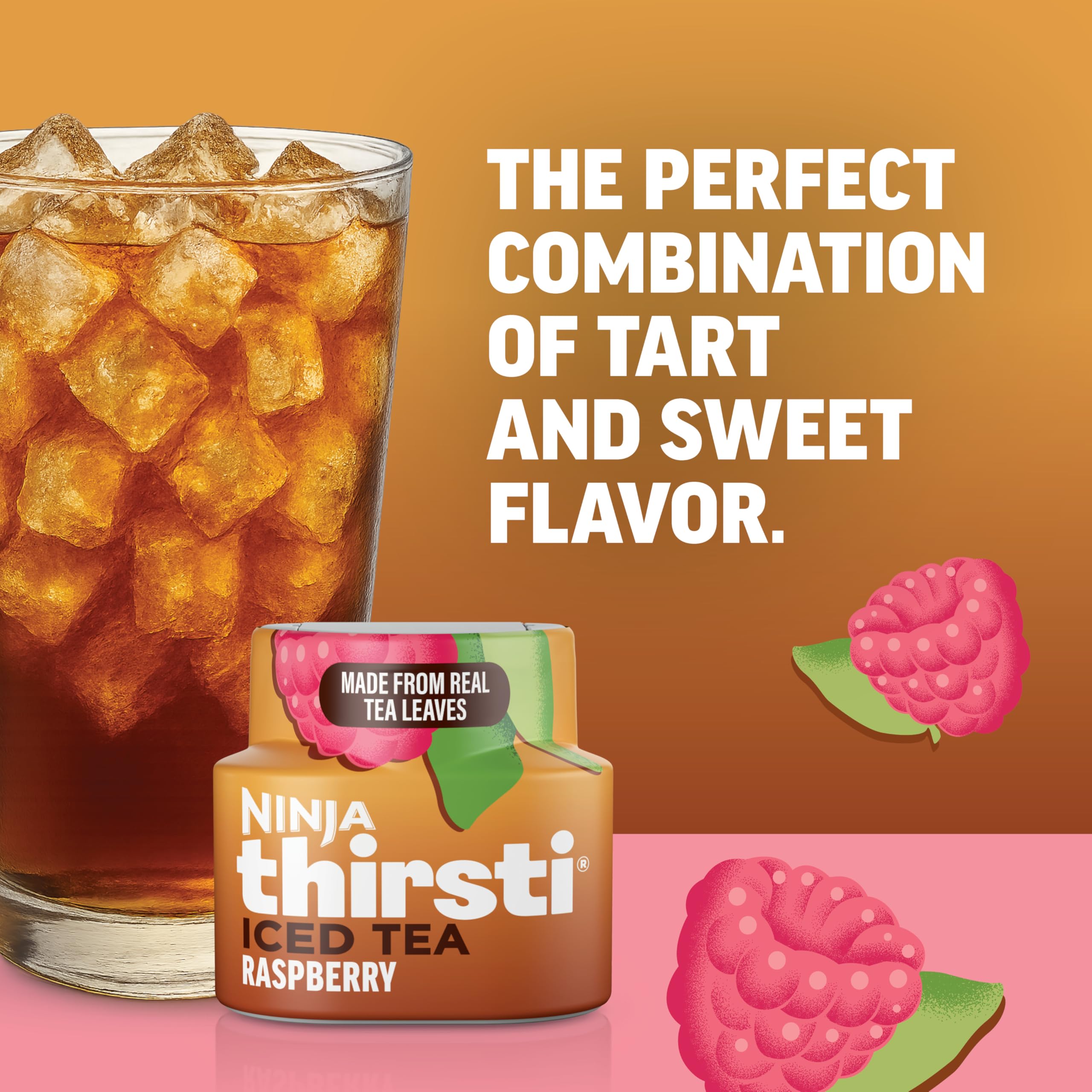 Ninja Thirsti pouring sparkling iced tea raspberry illustrating fizzy refreshment