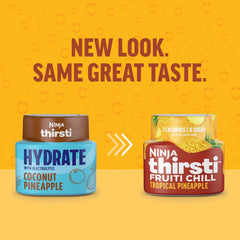 Ninja Thirsti poured pineapple sparkling glass illustrating bright refreshment