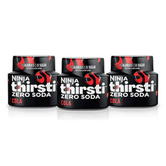 Ninja Thirsti front packaging showing three zero soda cola drops, convenient storage benefit