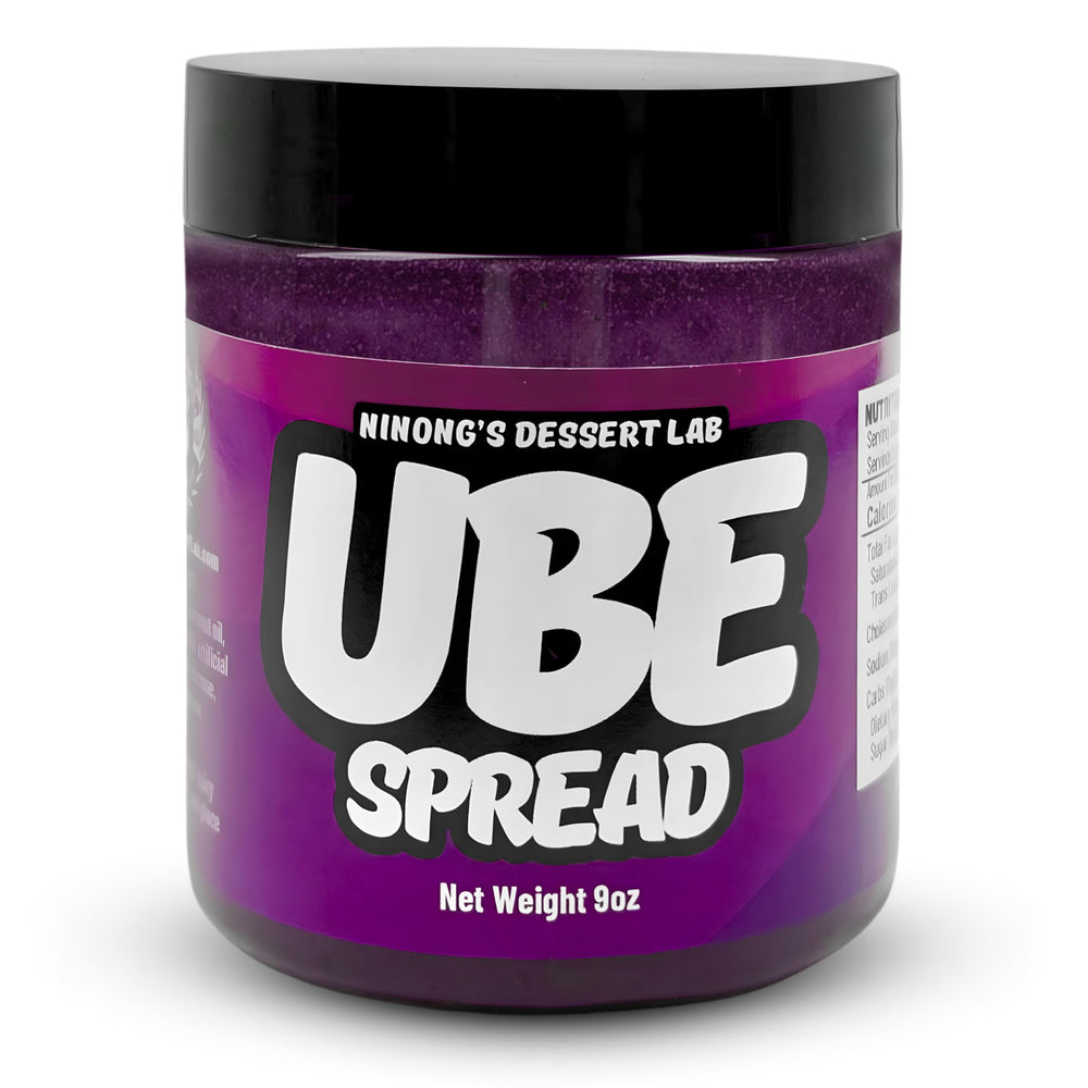 Ninong’s Dessert Lab jar front label showing ube spread, clear product benefit
