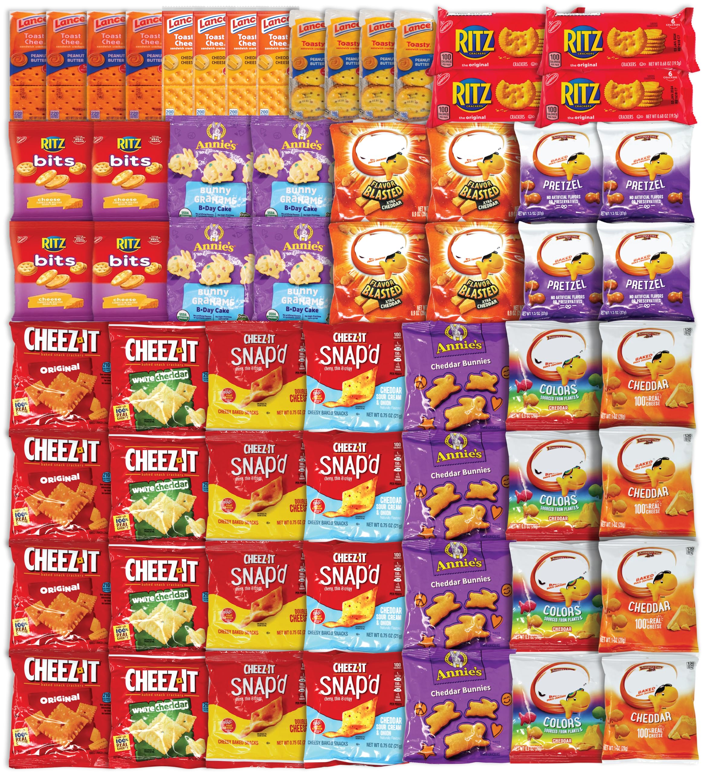 Niro front box packaging showing 60 individual cheese cracker bags and gift-ready box for easy gifting