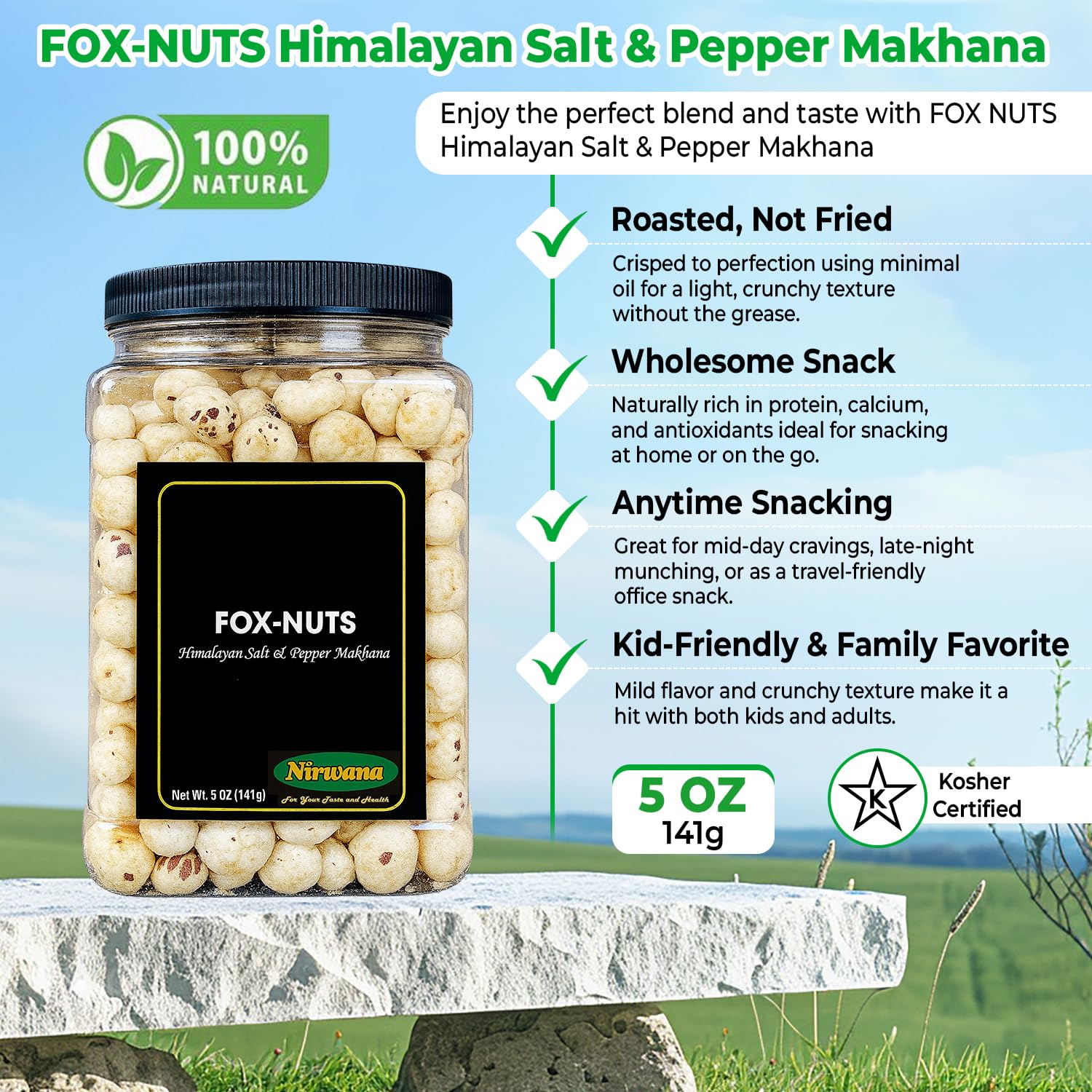 Nirwana bowl serving of fox nuts demonstrating versatile topping and snack benefit
