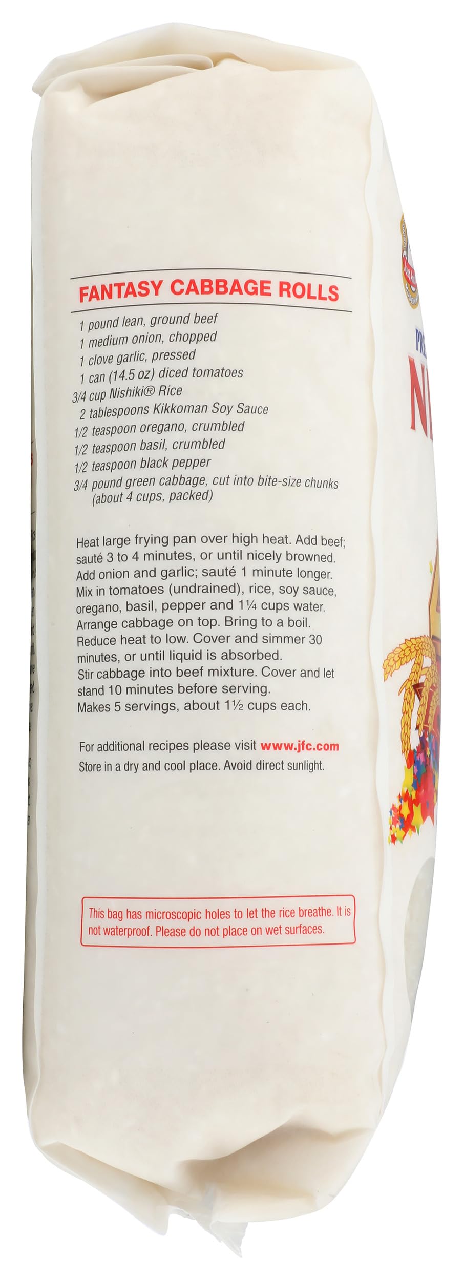 Nishiki open bag transferred to airtight container for long-term freshness