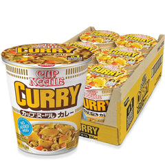 NISSIN cup noodle curry front packaging showing branding and quick-meal benefit