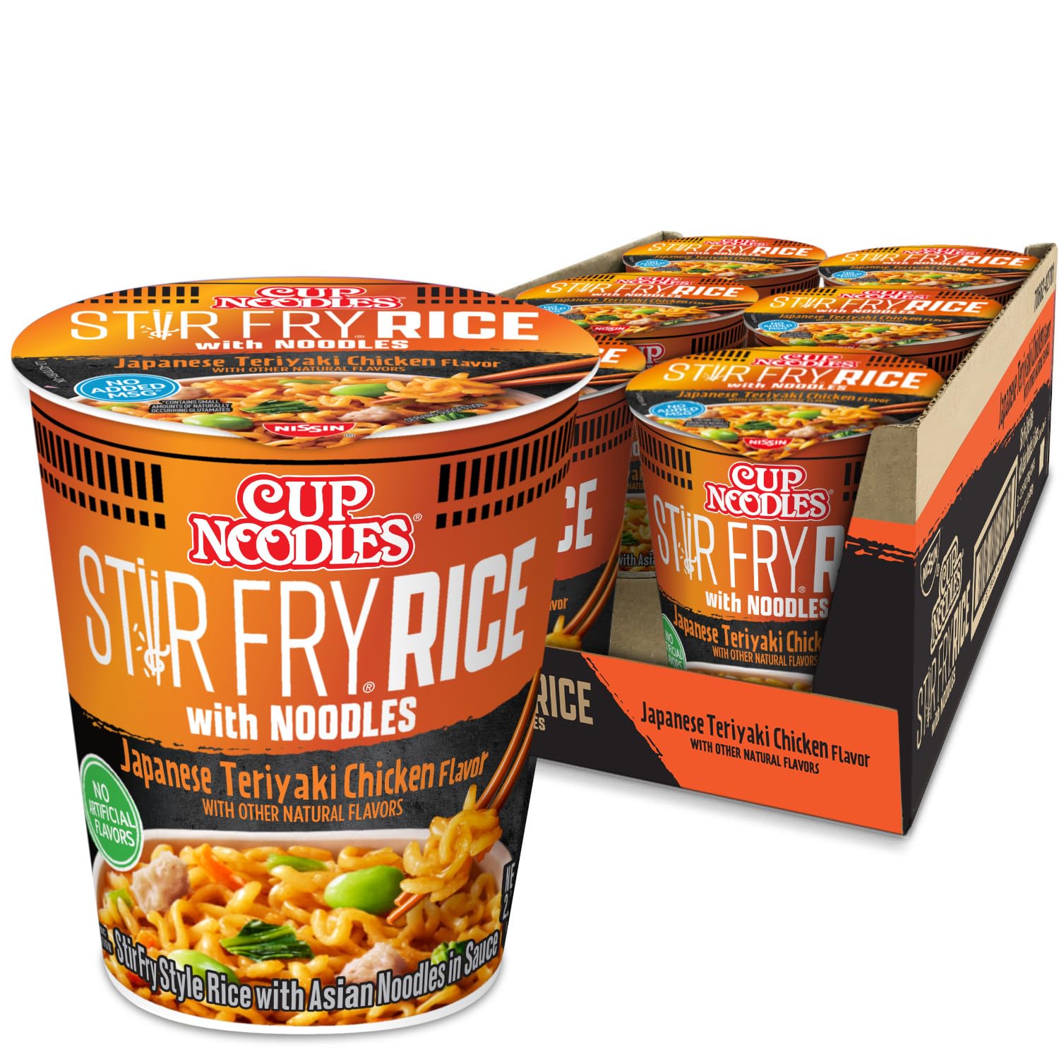 NISSIN front packaging showing teriyaki chicken cup, convenient meal option