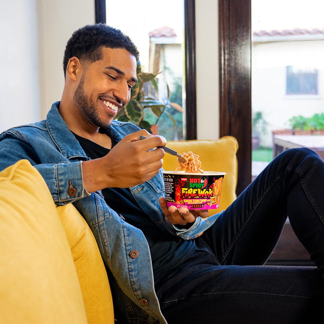 NISSIN bowl served in kitchen with chopsticks, quick satisfying meal idea